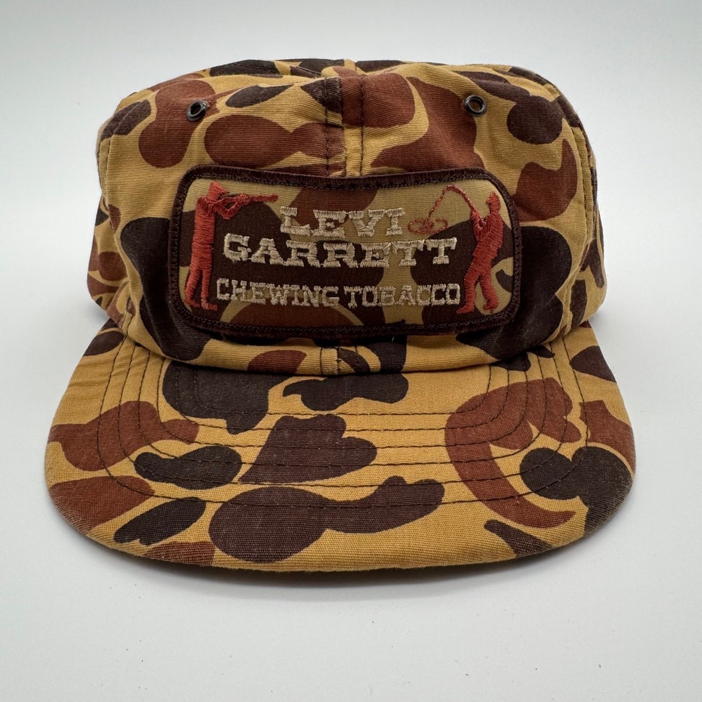Vintage Levi Garrett Chewing Tobacco Snapback Hat Duck Camo Hunter Fisherman Cap